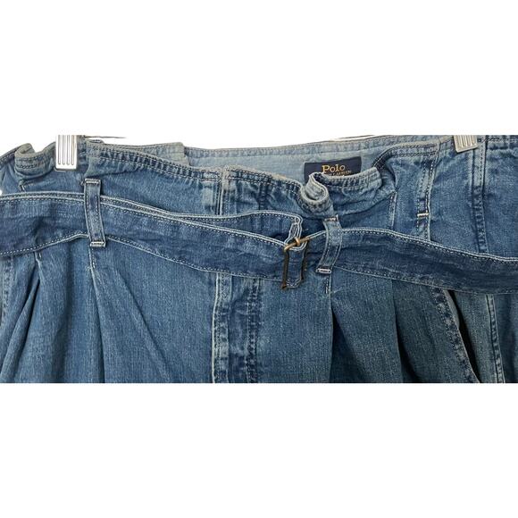 POLO RALPH LAUREN "PAPERBAG" JEANS, WOMENS, 32R, WIDE LEG, HIGH-RISE, BELT - Picture 3 of 12